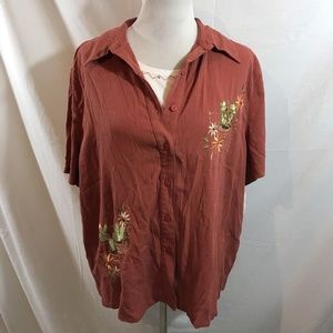 Alfred Dunner rust short sleeve button up with built in tank - womens 20, NWT -